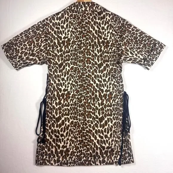 TORY BURCH Reva Womens Dress Leopard Cotton Poplin Shirtdress Tunic Vacation 2 - Picture 3 of 5